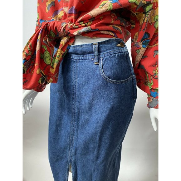 Banana Republic Womens Denim Pencil Skirt Blue Front Slit Pockets Medium Wash 6 - Picture 5 of 10